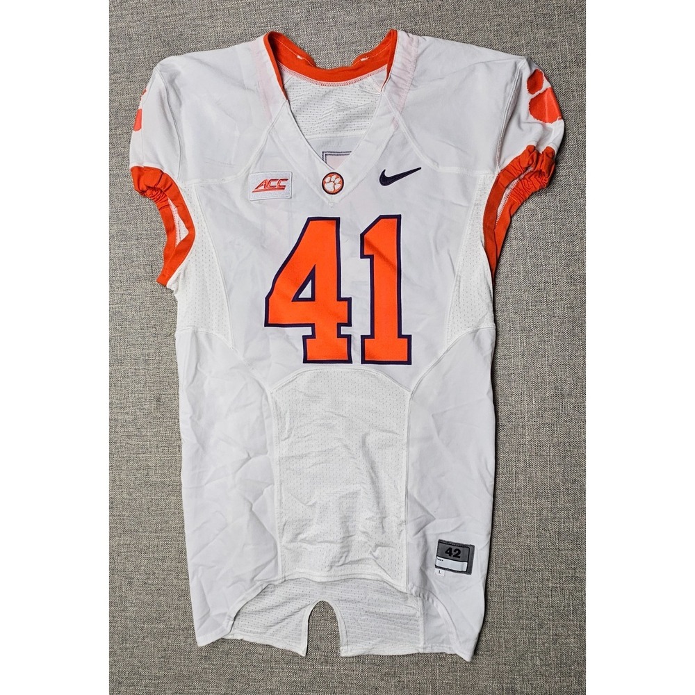 Clemson Tigers Football Jersey Mens 42 L White Game Worn Team Issued Nike #41
